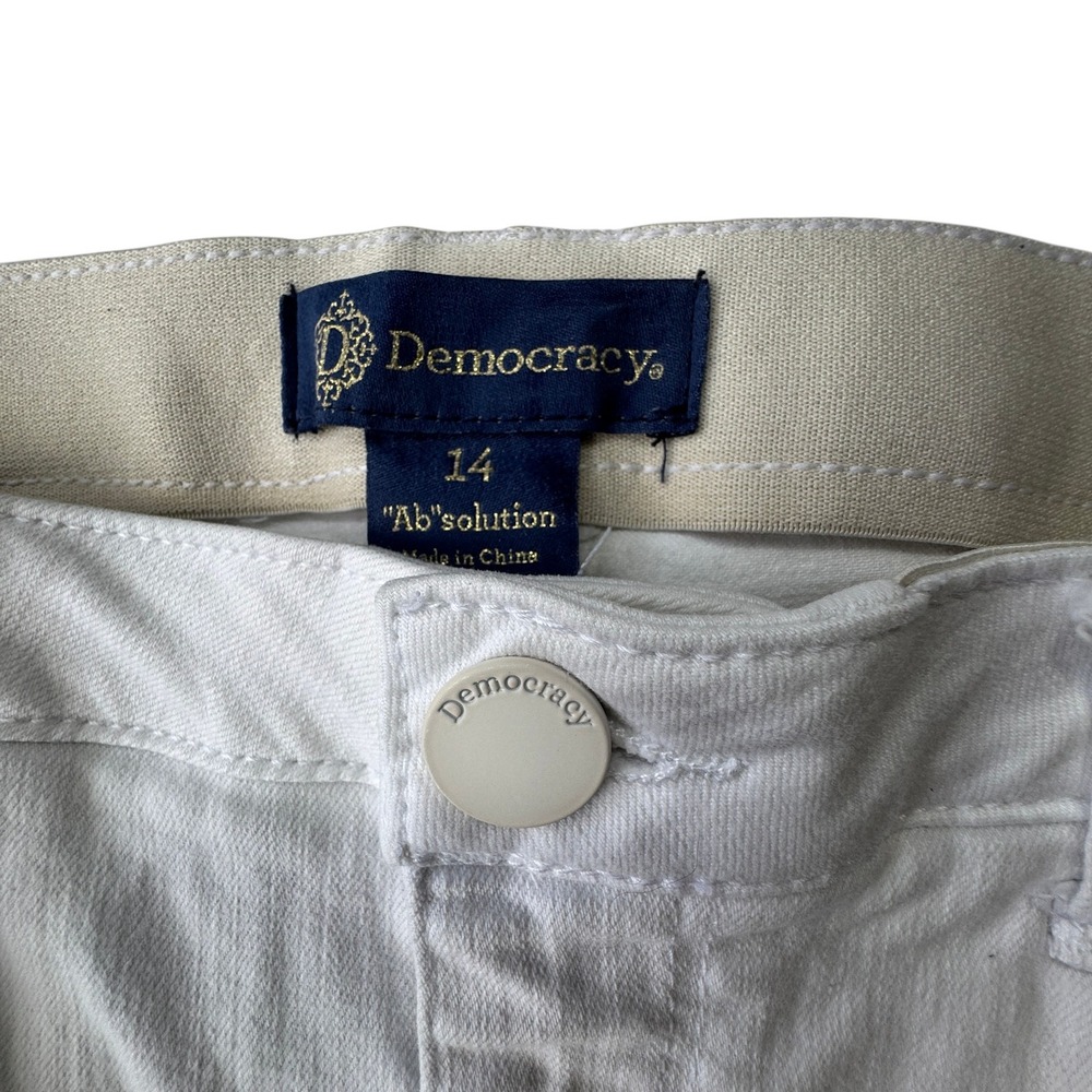 Democracy Ab solution White Cropped Jeans Womens 14 Raw Hem Frayed Tummy Control - Picture 3 of 10